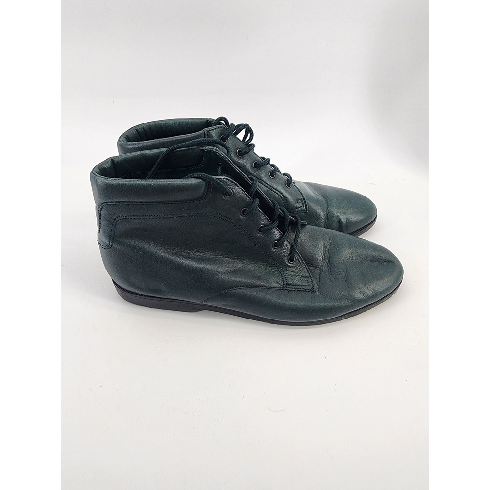 Danexx Vintage Dark Green Leather Lace Up Ankle Boots